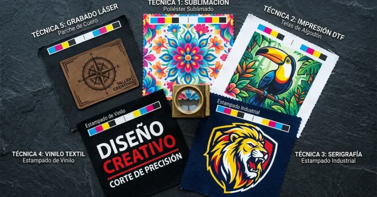 Muestras de diferentes técnicas de impresión textil comparadas en La Gráfica Tenerife